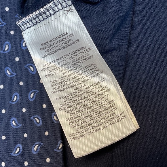 Polo Ralph Lauren Polo Shirt Mens Medium Blue Micro Paisley Print Classic Fit - Picture 7 of 7